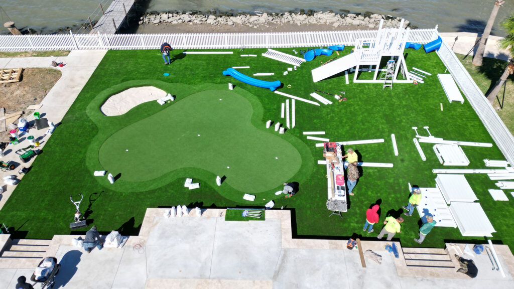 Installation Process of a Putting Green with Synthetic Turf in Houston, Texas.  